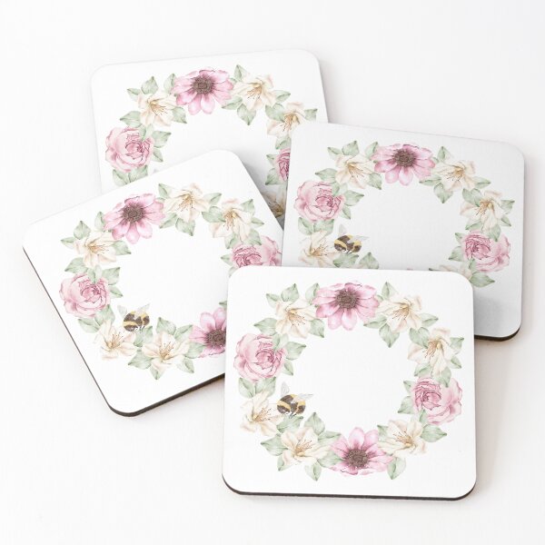 Item preview, Floral wreath with pink anemones, peonies, white azaleas and green eucalyptus leaves designed and sold by eves_aquadreams.