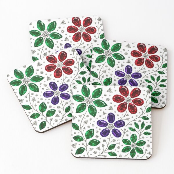 Item preview, Diamond and Gemstone Flower Pattern designed and sold by DigitalGemArt.