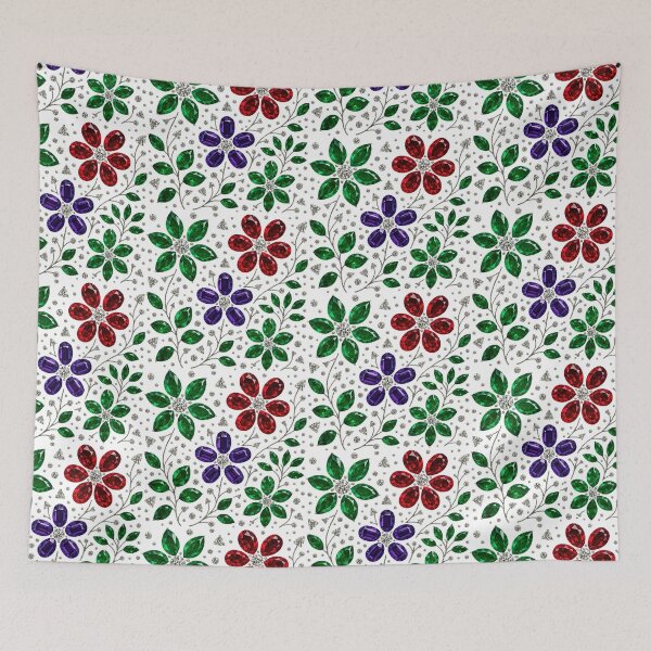 Item preview, Diamond and Gemstone Flower Pattern designed and sold by DigitalGemArt.