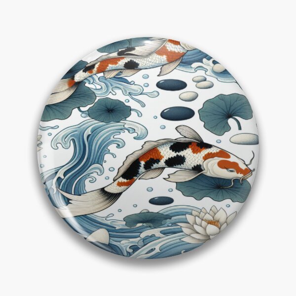 Artikelvorschau, Japanisches Koi-Fisch-Muster – Elegantes Aquarell-Lotus- und fließendes Wasser-Design entworfen und verkauft von NomadikStudio.