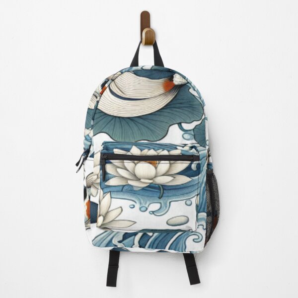 Artikelvorschau, Japanisches Koi-Fisch-Muster – Elegantes Aquarell-Lotus- und fließendes Wasser-Design entworfen und verkauft von NomadikStudio.