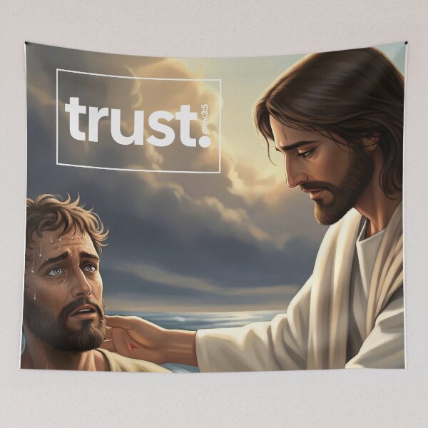 Item preview, Jesus Rescuing Drowning Man - Trust in God designed and sold by EFFATA-ONLINE.