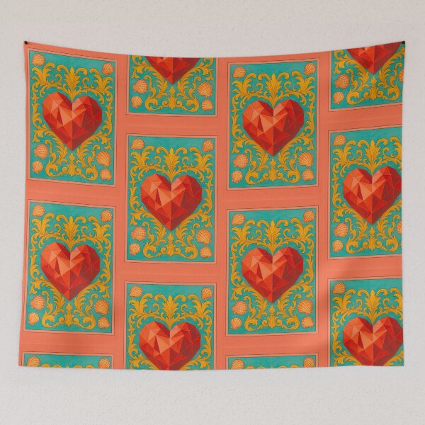 Item preview, Faceted Pink Heart and shells  designed and sold by Karen G. Contemporary Artist.