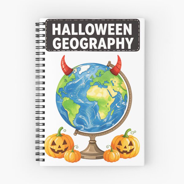 Item preview, Halloween geography globe with pumpkins and festive decorations in a vibrant and playful design for seasonal learning designed and sold by SpaceartLilu.