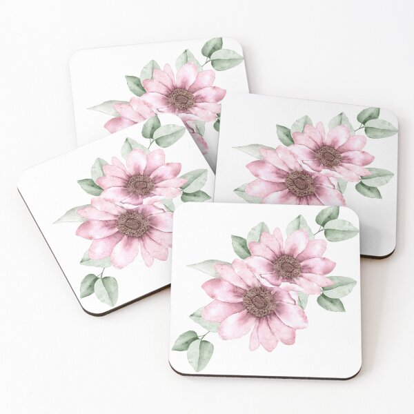 Item preview, Elegant watercolor floral composition featuring delicate pink anemones flowers with lush eucalyptus leaves designed and sold by eves_aquadreams.