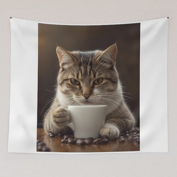 Item preview, Cat and Coffee – Funny Illustration for Coffee and Cat Lovers designed and sold by RAKO13.