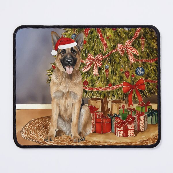 Item preview, German Shepherd Christmas Tree Dog Puppy Watercolor designed and sold by Magnolia Valley Art.