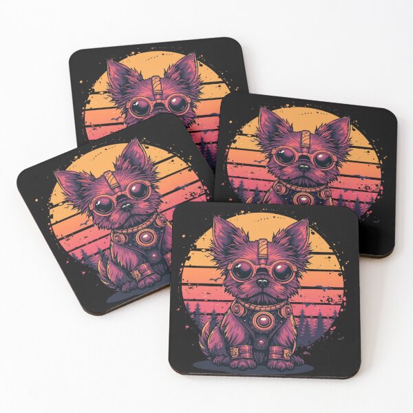 Item preview, Steampunk Cute Dog Retro Sunset T-Shirt designed and sold by Tiatooty.