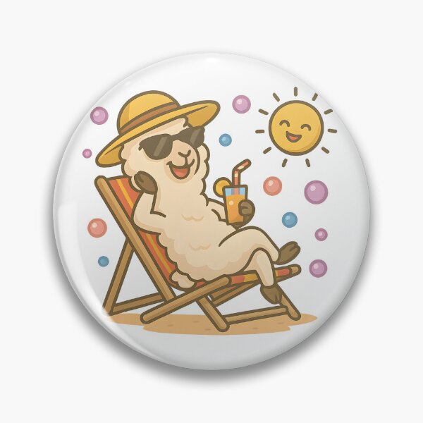 Item preview, Llama with Drink in Deck Chair designed and sold by FunnySignalStudio.