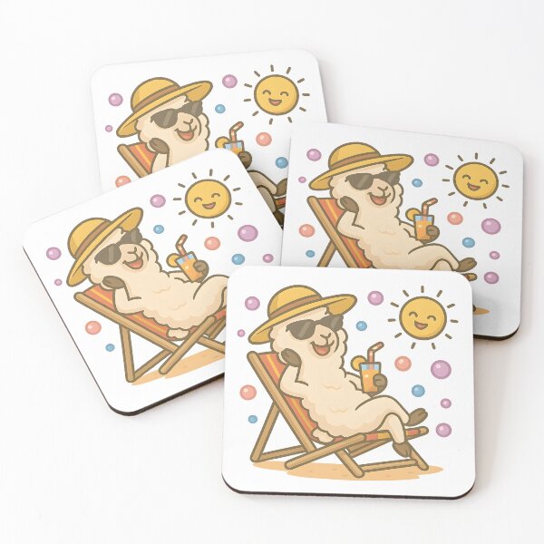 Item preview, Llama with Drink in Deck Chair designed and sold by FunnySignalStudio.