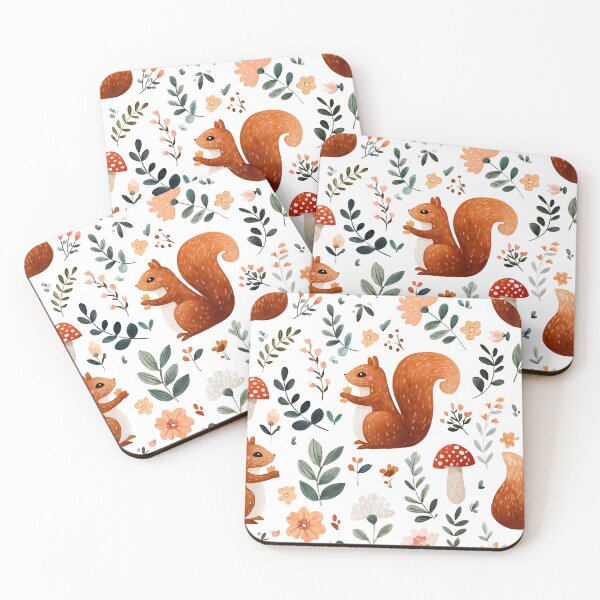Item preview, SQUIRRELS IN THE WOODS WALLPAPER PATTERN designed and sold by infinitearte.