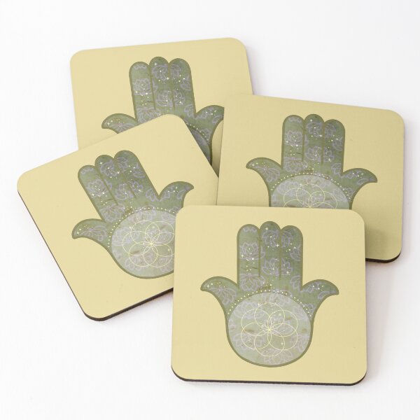 Item preview, Hamsa with Flower of Life & Mauve Lotus – Olive Green & Gold Hamsa with Flower of Life & Mauve Lotus – Olive Green & Gold designed and sold by 	aluzia.design.