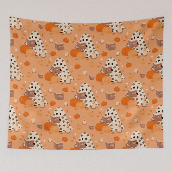 Item preview, Ghost Reading Spellbook Halloween Pattern – Cute Spooky Seamless Design designed and sold by wanderbloomm.