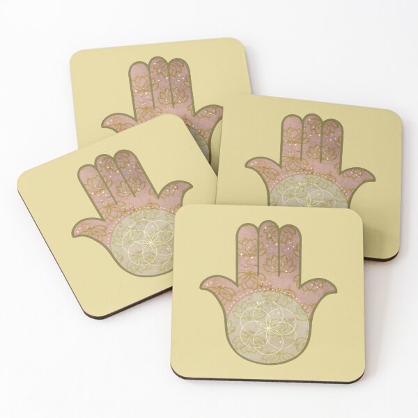 Item preview, Hamsa with Flower of Life & Lotus – Boho Pink & Soft Gold Hamsa with Flower of Life & Lotus – Boho Pink & Soft Gold designed and sold by 	aluzia.design.