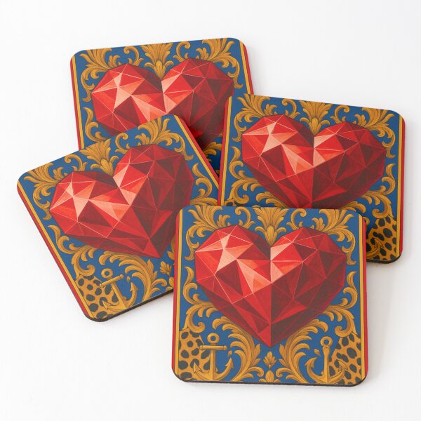 Item preview, Faceted red heart Blue and Gold designed and sold by Karen G. Contemporary Artist.