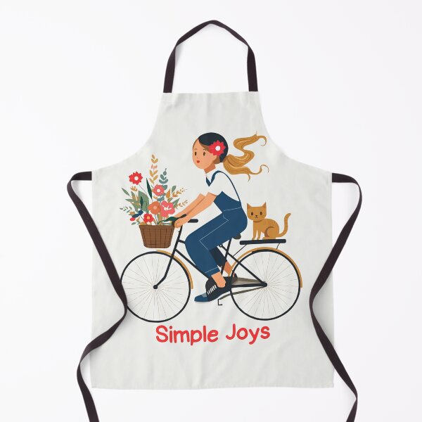 Item preview, Simple Joys – Cute Bicycle Girl with Flowers and Kitten Illustration designed and sold by asliberry.