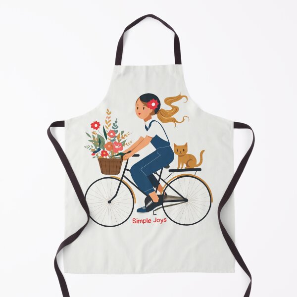 Item preview, Simple Joys – Cute Bicycle Girl with Flowers and Kitten Illustration - Small Print Version designed and sold by asliberry.