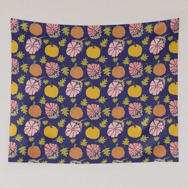 Item preview, cozy autumn pumpkin leaf floral pattern designed and sold by EdifiedExpressions.