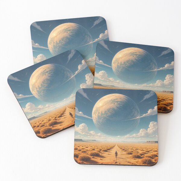 Item preview, Guy walking in the desert with a planet lingering in the blue sky designed and sold by Dparedes45.