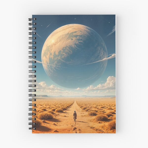 Item preview, Guy walking in the desert with a planet lingering in the blue sky designed and sold by Dparedes45.