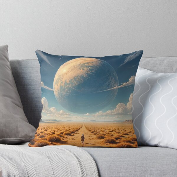 Item preview, Guy walking in the desert with a planet lingering in the blue sky designed and sold by Dparedes45.