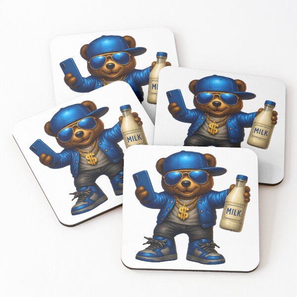 Item preview, Hip Hop Bear Wall Art – Cool Rapper Bear with Gold Chain and Milk Bottle, Funny Urban Animal Poster designed and sold by FunnySignalStudio.
