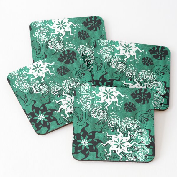 Item preview, wavy monstera mandala - dark emerald green designed and sold by kobyakov.