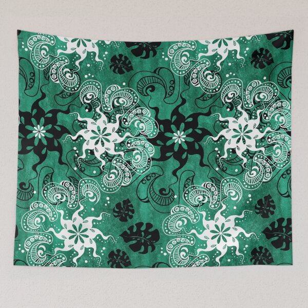 Item preview, wavy monstera mandala - dark emerald green designed and sold by kobyakov.