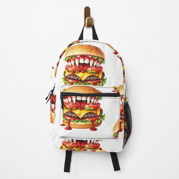 Item preview, Creative monstrous hamburger illustration featuring dripping condiments with bright colors and exaggerated features designed and sold by SpaceartLilu.