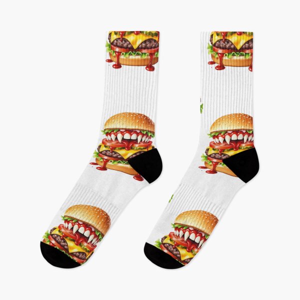 Item preview, Creative monstrous hamburger illustration featuring dripping condiments with bright colors and exaggerated features designed and sold by SpaceartLilu.