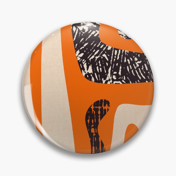 Item preview, Mid Century Modern Abstract Kwaito Textured Pattern Orange Black Cream designed and sold by kierkegaard.