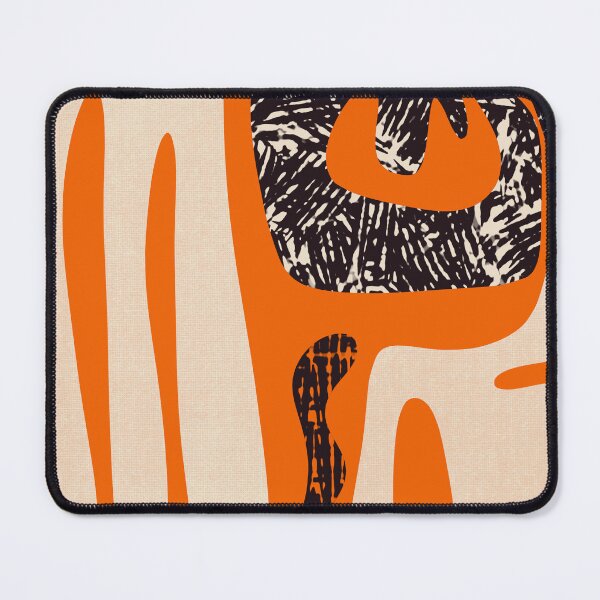 Item preview, Mid Century Modern Abstract Kwaito Textured Pattern Orange Black Cream designed and sold by kierkegaard.