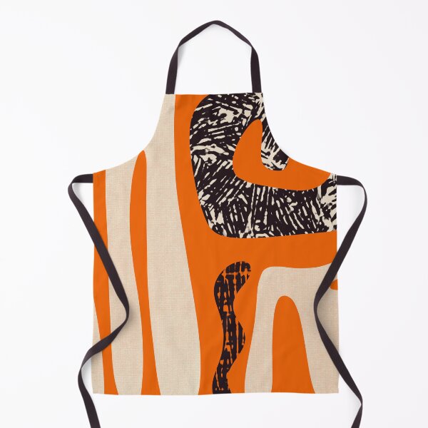Item preview, Mid Century Modern Abstract Kwaito Textured Pattern Orange Black Cream designed and sold by kierkegaard.