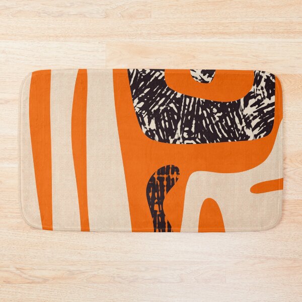 Item preview, Mid Century Modern Abstract Kwaito Textured Pattern Orange Black Cream designed and sold by kierkegaard.