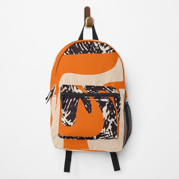 Item preview, Mid Century Modern Abstract Kwaito Textured Pattern Orange Black Cream designed and sold by kierkegaard.