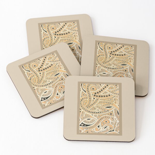 Item preview, Golden Ribbons - gel pen illustration designed and sold by Annie Mason Art.