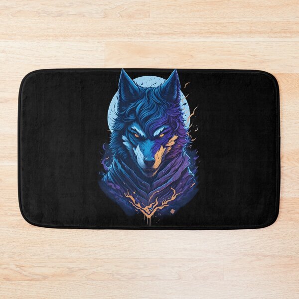 Item preview, Dark Blue Wolf – Evil Fantasy Animal Illustration | Gothic Tattoo Poster & Sticker designed and sold by CRAWO.