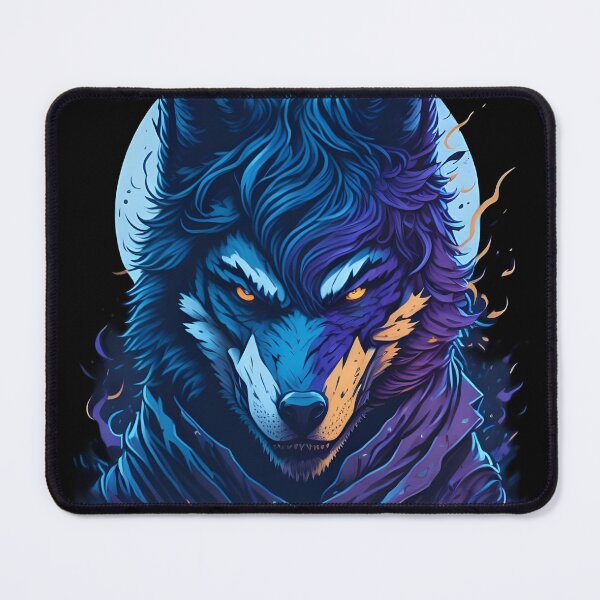 Item preview, Dark Blue Wolf – Evil Fantasy Animal Illustration | Gothic Tattoo Poster & Sticker designed and sold by CRAWO.