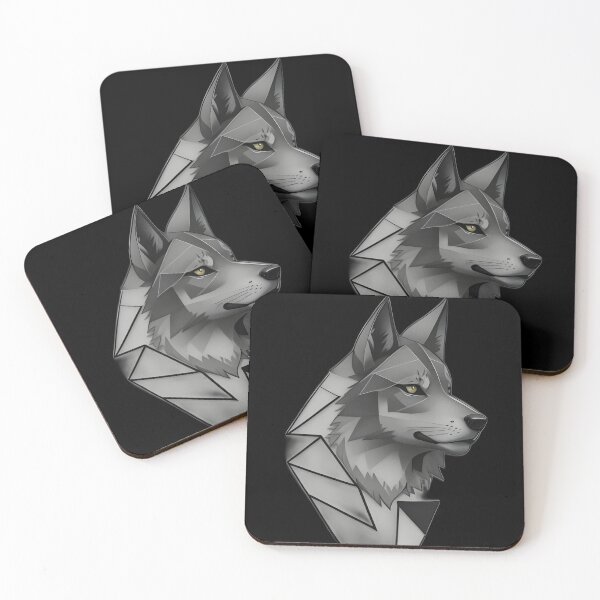 Item preview, Geometric Grey Wolf – Minimalist Animal Illustration | Modern Tattoo Poster & Sticker designed and sold by CRAWO.