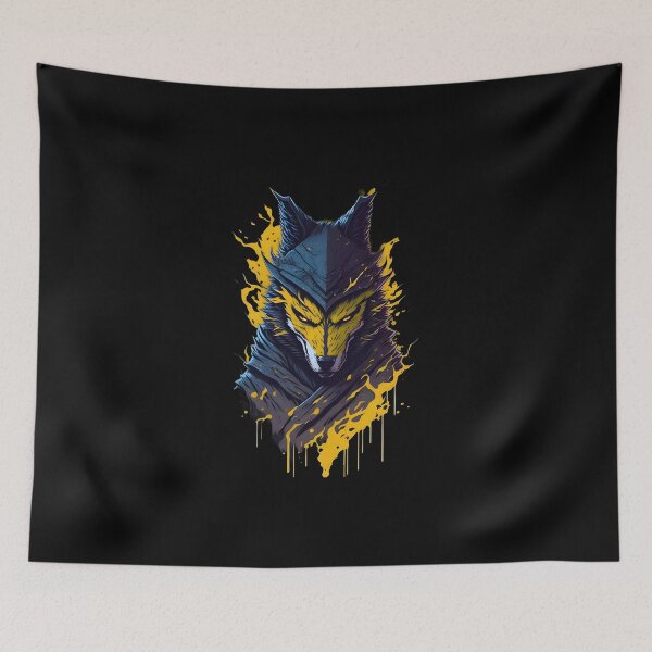 Item preview, Angry Evil Wolf – Dark Fantasy Animal Illustration | Gothic Tattoo Poster & Sticker designed and sold by CRAWO.