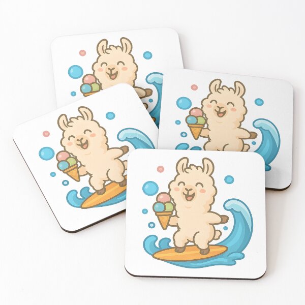 Item preview, Surfing Llama with Ice Cream designed and sold by FunnySignalStudio.