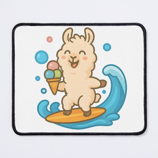 Item preview, Surfing Llama with Ice Cream designed and sold by FunnySignalStudio.