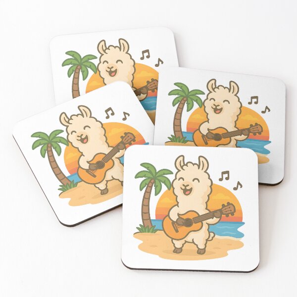 Item preview, Guitar-Playing Llama on the Beach designed and sold by FunnySignalStudio.