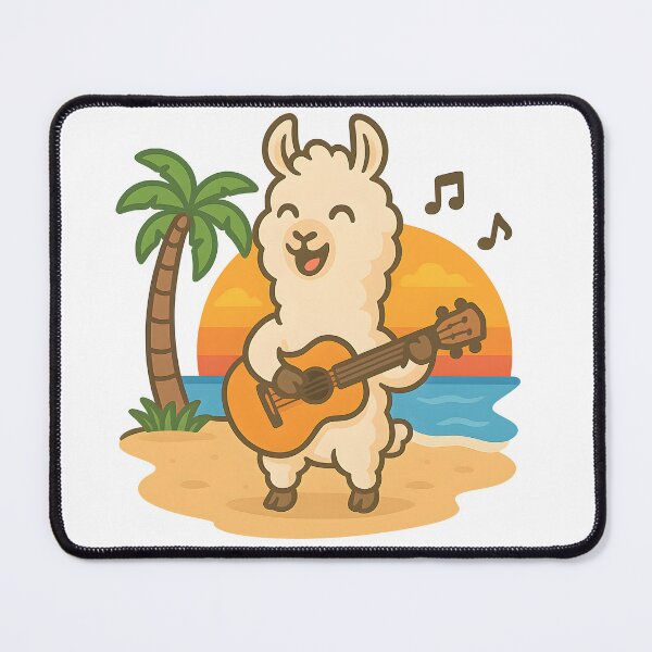 Item preview, Guitar-Playing Llama on the Beach designed and sold by FunnySignalStudio.