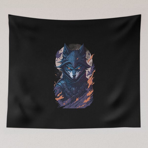Item preview, Dark Wolf Warrior – Gothic Fantasy Evil Animal Illustration | Demon Poster & Sticker designed and sold by CRAWO.