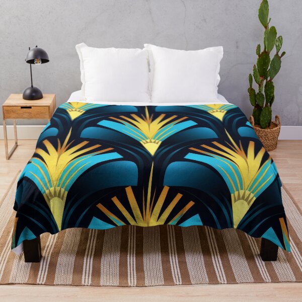 Item preview, Blue, Aqua And Bright Golden Art Deco Pattern designed and sold by DEC02.