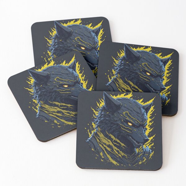 Item preview, Angry Evil Wolf – Dark Fantasy Yellow Beast Illustration | Gothic Poster & Sticker designed and sold by CRAWO.