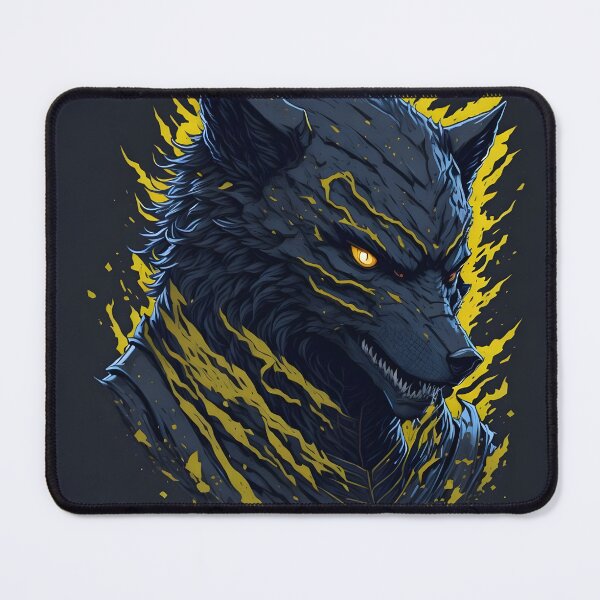 Item preview, Angry Evil Wolf – Dark Fantasy Yellow Beast Illustration | Gothic Poster & Sticker designed and sold by CRAWO.