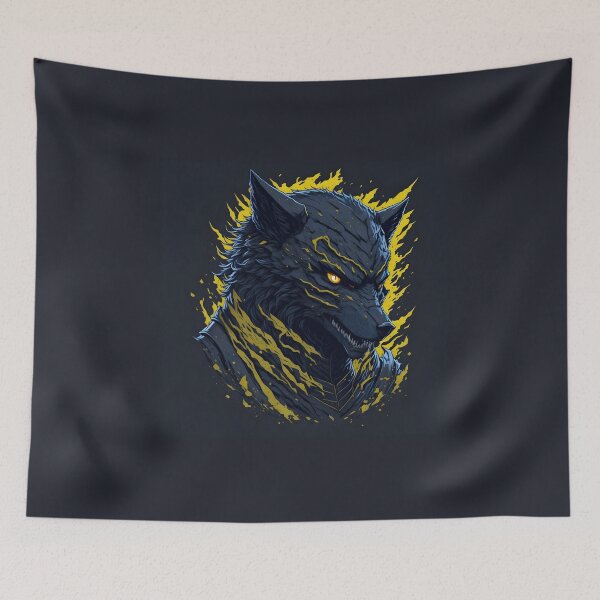 Item preview, Angry Evil Wolf – Dark Fantasy Yellow Beast Illustration | Gothic Poster & Sticker designed and sold by CRAWO.