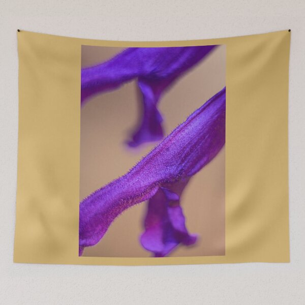 Item preview, Bright purple flowers on orange background. Fine Art Flower MacroPhotography designed and sold by AnnaKova8.